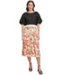 Women's Printed Pleated Pull-On Midi Skirt