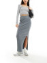 Фото #1 товара ASOS DESIGN ribbed split side midi skirt in grey