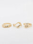 Фото #4 товара ASOS DESIGN pack of 3 rings with mixed minimal designs in gold tone