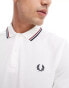 Фото #2 товара Fred Perry twin tipped long sleeve polo shirt in white