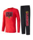 ფოტო #1 პროდუქტის Men's Black, Red Chicago Blackhawks Meter Long Sleeve T-shirt and Pants Sleep Set