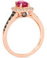 ფოტო #3 პროდუქტის Passion Ruby (3/4 ct. t.w.) & Diamond (1/2 ct. t.w.) Halo Ring in 14k Rose Gold