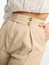 Фото #3 товара Vila Petite linen touch button tab wide leg trousers in beige