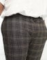 Gianni Feraud Plus slim fit smart trousers with drawstring waist in brown check