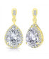 ფოტო #2 პროდუქტის Cubic Zirconia Sterling Silver Pear Shape Drop Earrings