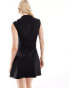 ASOS DESIGN Tall bengaline high neck sleeveless mini dress with ruching detail in black Черный, 38 - фото #3