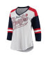 ფოტო #3 პროდუქტის Women's White and Navy Boston Red Sox Base Runner 3/4-Sleeve V-Neck T-shirt