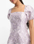 Miss Selfridge jacquard puff sleeve corset mini dress in lilac