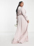 Фото #2 товара TFNC Plus Bridesmaid long sleeve satin maxi dress in mink pink