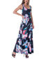 ფოტო #2 პროდუქტის Print Scoop Neck A Line Sleeveless Maxi Dress