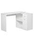 L Shaped Computer Desk, 180° Rotating Corner Desk with Storage Shelves, Drawer and Cabinet, Study Workstation for Home Office, White