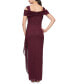 ფოტო #2 პროდუქტის Petite Cold-Shoulder Draped Metallic Gown