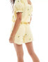 Pieces embroiderd lemon short co-ord in yellow