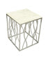 Фото #4 товара Square Marble End Table with Stainless Steel Base