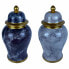 Фото #1 товара Китайская ваза DKD Home Decor 22 x 22 x 42 cm 22 x 22 x 44 cm Фарфор Синий Позолоченный Мрамор современный (2 штук)