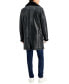 Фото #2 товара Men's Long Pleather Double Breasted Coat with Faux Shearling Cuff and Collar