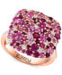 ფოტო #1 პროდუქტის EFFY® Multi-Gemstone (2-3/4 ct. t.w.) & Diamond (1/10 ct. t.w.) Cluster Ring in Rose Gold-Plated Silver