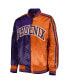 ფოტო #4 პროდუქტის Women's Purple, Orange Phoenix Suns Split Colorblock Satin Full-Snap Varsity Jacket