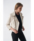 ფოტო #5 პროდუქტის Women's Leather Jacket Half Sleeve Black