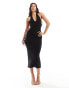 Kaiia slinky halterneck midaxi dress in black