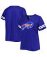 Фото #1 товара Women's Royal Buffalo Bills Plus Size Logo Striped Raglan Notch Neck T-shirt