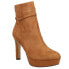 Nine West Gripe Round Toe Platform Booties Womens Brown Casual Boots GRIPE-101