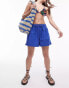 Topshop Tilly straw scoop shoulder bag in blue stripe