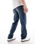 ASOS DESIGN straight leg jeans with stretch in mid wash blue