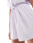 Фото #5 товара Miss Selfridge poplin pull on runner short in lilac stripe