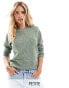 Vero Moda Petite round neck knitted jumper in sage melange