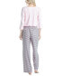 ფოტო #5 პროდუქტის Women's 3/4 Sleeve Top & Boot-Cut Pajama Pants Set