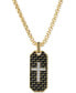 ფოტო #1 პროდუქტის Diamond Cross Woven Carbon Fiber Dog Tag 22" Pendant Necklace (1/6 ct. t.w.) in Gold-Tone Ion-Plated Stainless Steel, Created for Macy's
