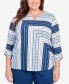 ფოტო #1 პროდუქტის Plus Size In Full Bloom Spliced Texture Stripe Side Tie Top