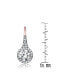 ფოტო #3 პროდუქტის Sterling Silver Clear Round Cubic Zirconia Partially Paved and Haloed Solitaire Drop Earrings