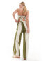 SNDYS contrast stripe wide leg trouser co-ord in green and white