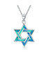 Фото #1 товара Bling Jewelry hanukkah Magen Judaic Blue Created Opal Inlay Star Of David Pendant Necklace For Bat Mitzvah For Women s .925 Sterling Silver