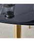 Modern Minimalist 40" Circular Dining Table, Faux Black Marble, Gold Legs