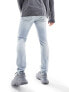 Фото #9 товара ASOS DESIGN skinny jeans with rips in light blue tinted wash