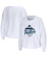 Фото #1 товара Women's White Carolina Panthers Domestic Cropped Long Sleeve T-shirt