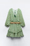 Фото #3 товара Платье с принтом и ремнем из джута ZARA