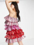 Фото #2 товара Collective the Label exclusive metallic tiered mini dress in pink and red