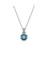 Rhodium Plated Square Cut Color Birthstone Pendant Necklace