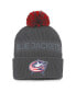 Фото #2 товара Men's Charcoal Columbus Blue Jackets Authentic Pro Home Ice Cuffed Knit Hat with Pom