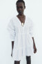 Фото #4 товара Короткое платье из поплина с ажурной вышивкой ZARA