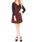 Фото #1 товара Kensie Women's Long Sleeve Chiffon Lace inset Black Red XL