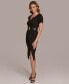 ფოტო #3 პროდუქტის Donna Karan Women's Belted V-Neck Double-Slit Dress