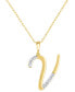 ფოტო #1 პროდუქტის Diamond Fancy Initial 18" Pendant Necklace (1/10 ct. t.w.) in 14k Gold-Plated Sterling Silver