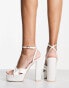 Be Mine Margot platform heeled sandals in ivory satin US 11 - фото #4