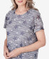 ფოტო #3 პროდუქტის Petite All American Lined Space Dye Stars Crew Neck T-shirt with Side Tie