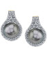 ფოტო #2 პროდუქტის Cultured Tahitian Pearl (9mm) & Diamond (5/8 ct. t.w) Stud Earrings in 14k Gold